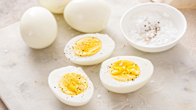 hard boiled eggs with salt and pepper