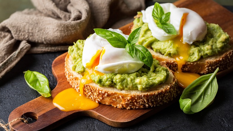 avocado toast with poached eggs