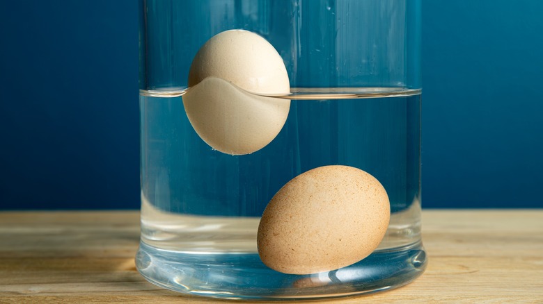 eggs in glass of water