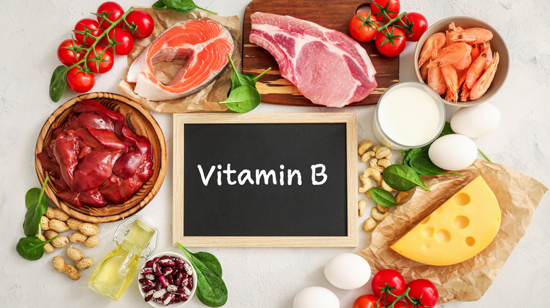 vitamin b foods on table