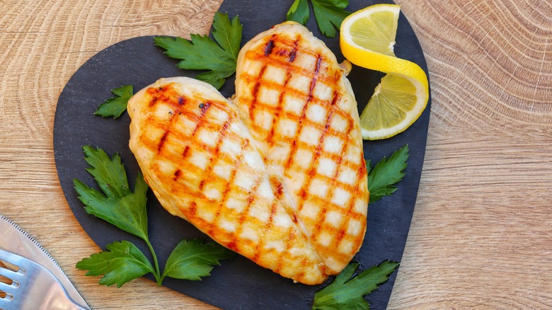 Heart shape meade from grilled chicken breast