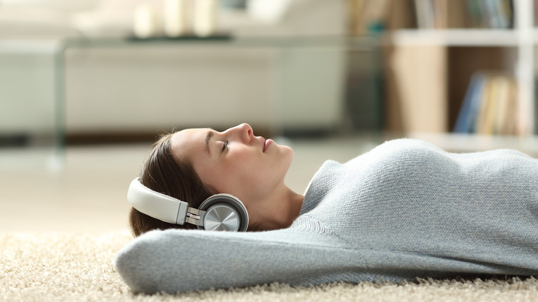 woman relaxing on the floor