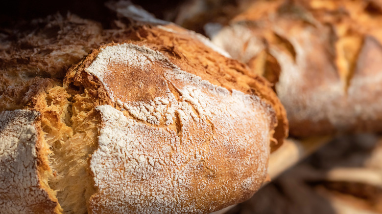 bread on wooden shelves