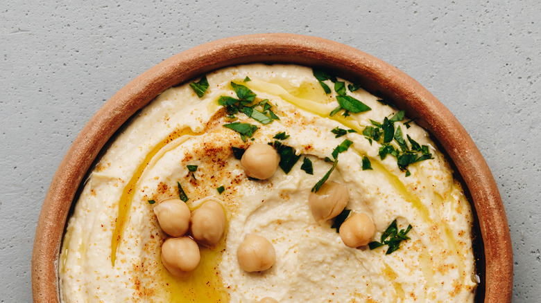 hummus with chickpeas in dish