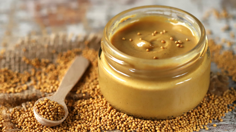 mustard in small jar
