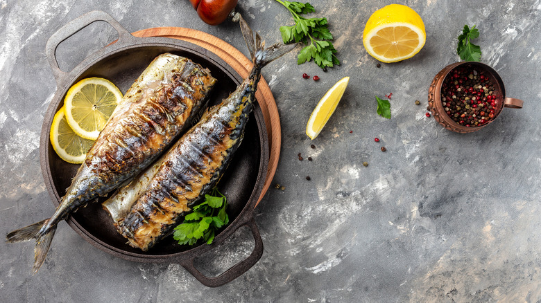 mackerel on plate