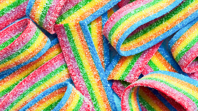 colorful candy strips up close