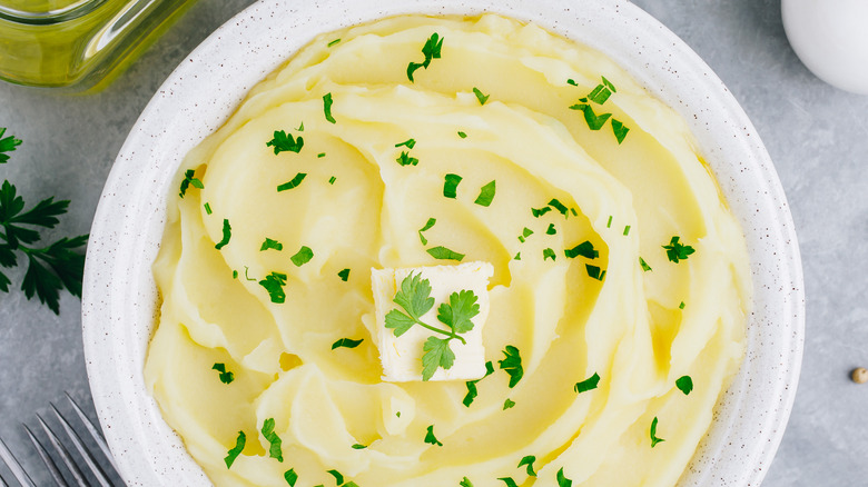 mashed potatoes on white plate