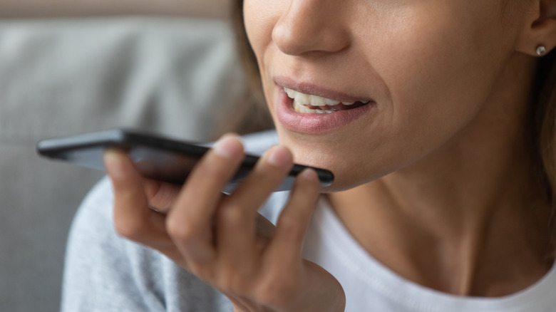 person talking into phone