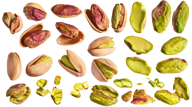 Pistachios cracked open