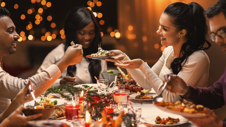 friends sharing food during festive season