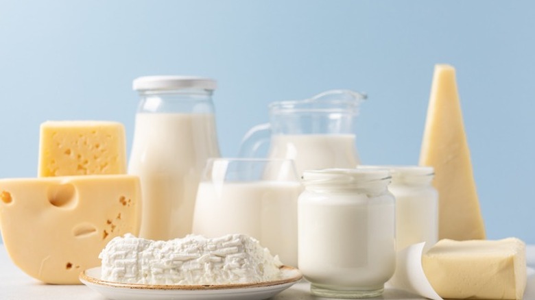 dairy products on a table