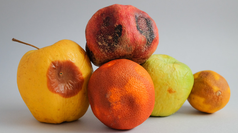 rotten fruit with white background