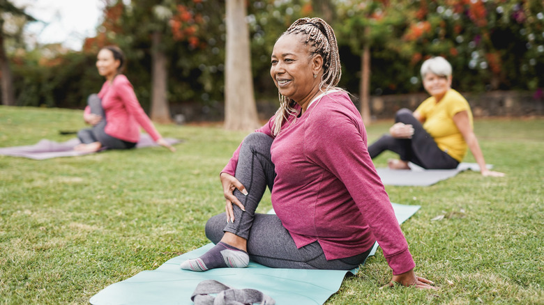 older women stretching