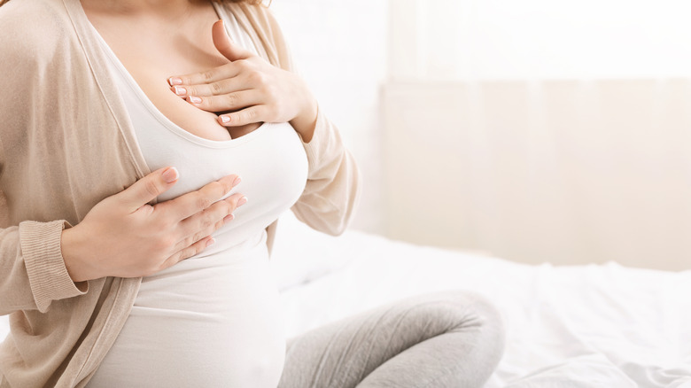 pregnant woman with breast pain