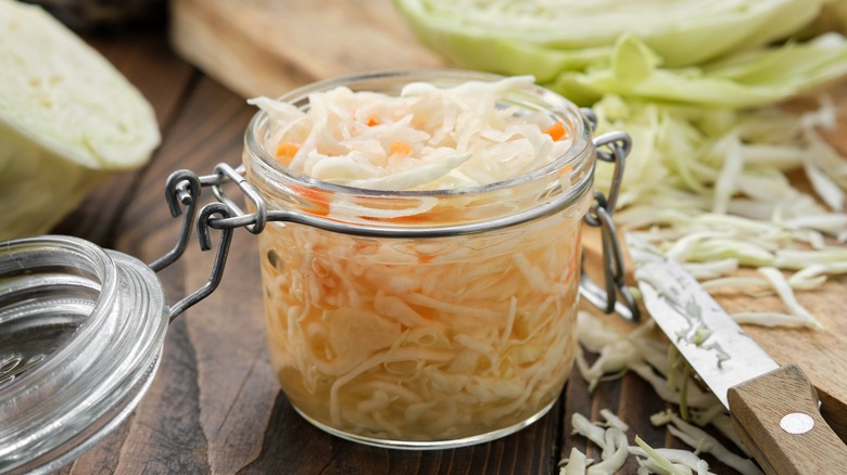 fresh sauerkraut in a jar 