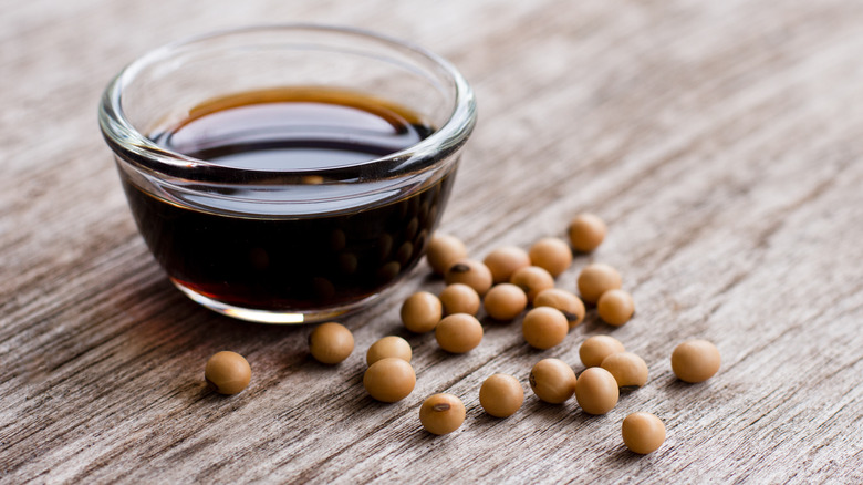 soy sauce and soybeans