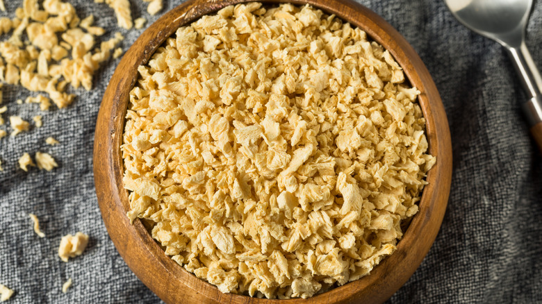 Textured vegetable protein in bowl