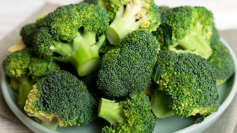 Close-up of a broccoli-filled bowl