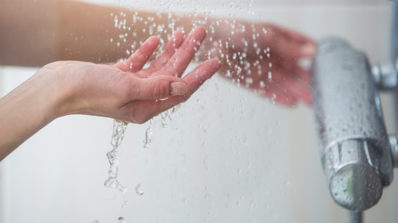 woman in shower