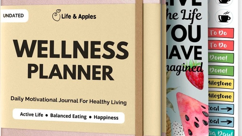 A wellness journal with accessories