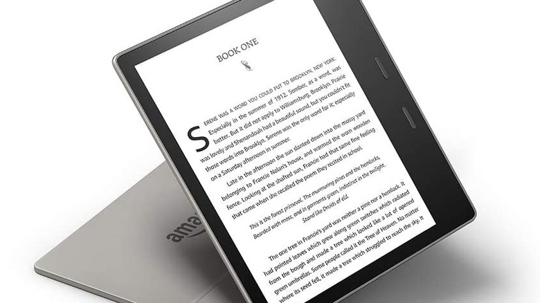 Kindle Oasis screen with book page