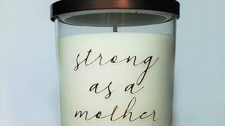 Candle with text