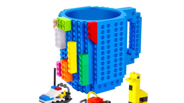 blue mug with building blocks on it