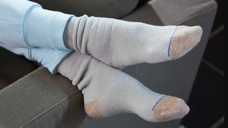 Feet in a pair of socks