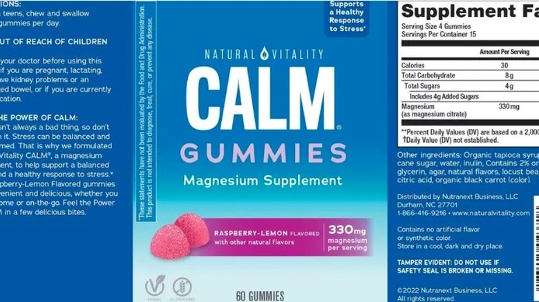 The blue label for CALM Gummies