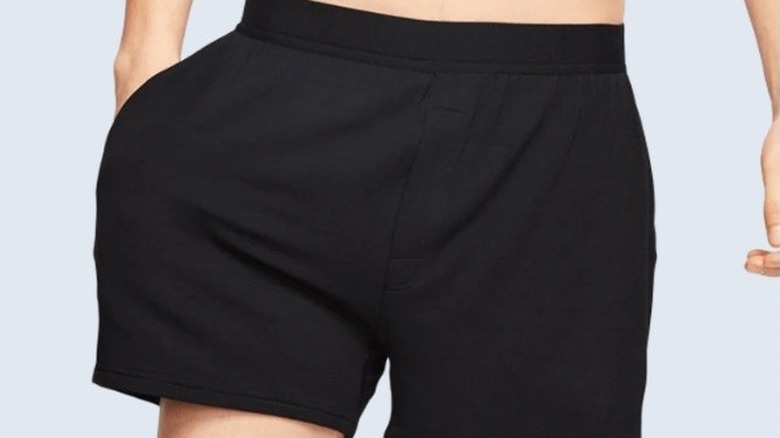 A pair of black shorts