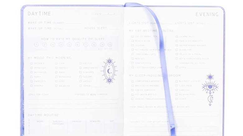 The interior of a sleep journal 