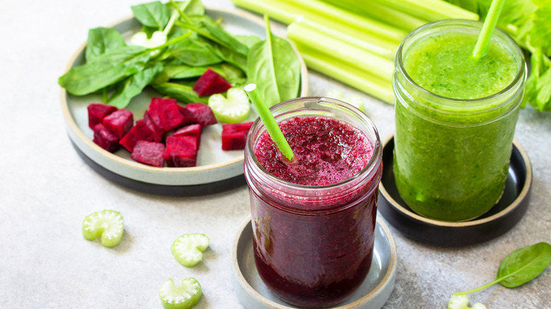 Beets and spinach for beet juice and green smoothie