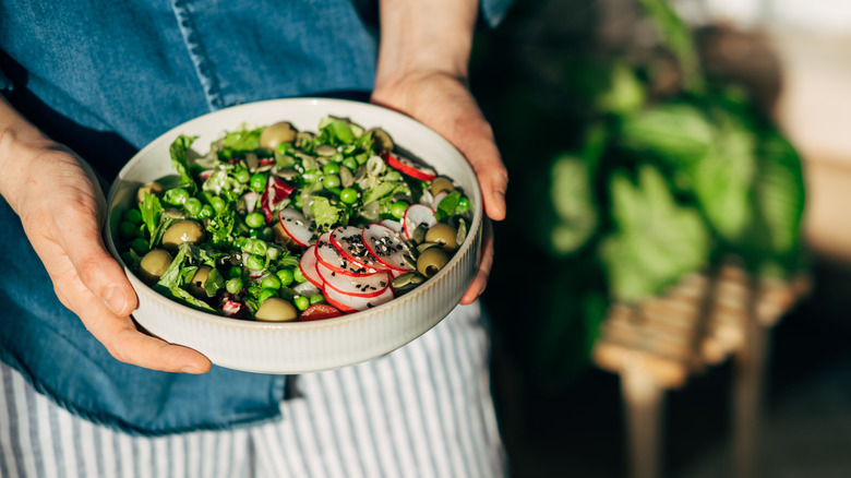 A Buddha bowl with edamame and vegetables