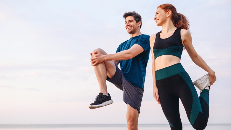 Couple exercising outdoors