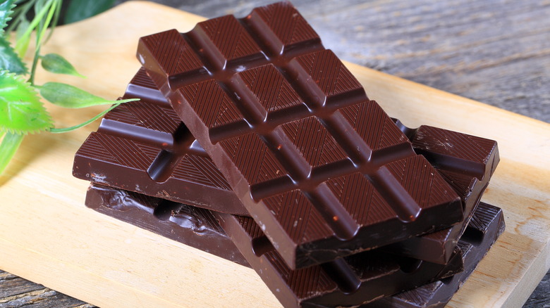 blocks of dark chocolate