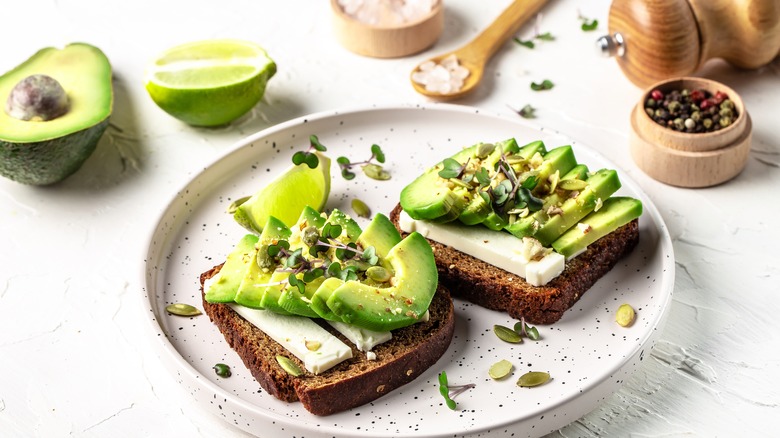 avocado on toast with microgreens
