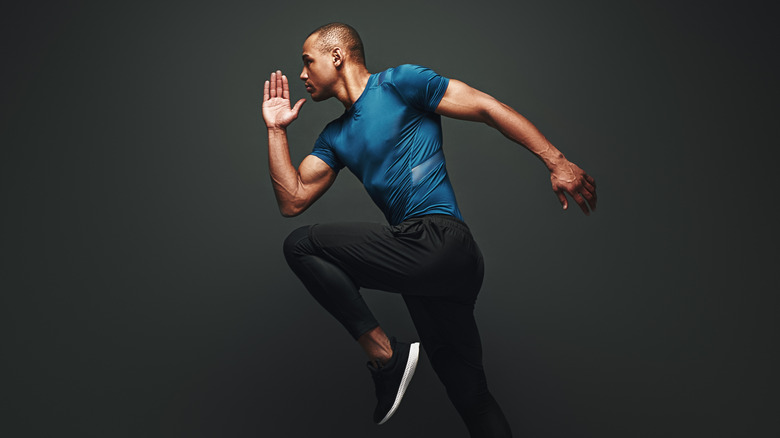 man in blue workout top