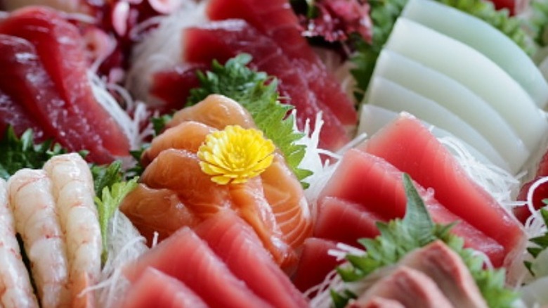 Assorted sashimi on a platter