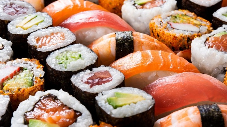 Assorted sushi and rolls