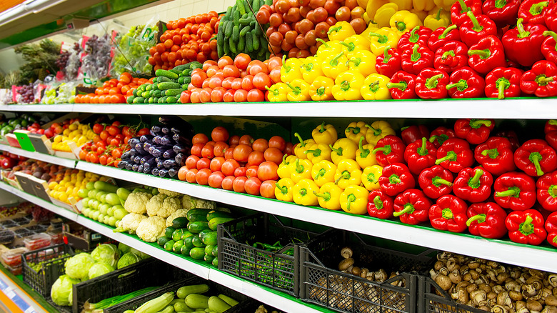 colorful vegetables in supermarket
