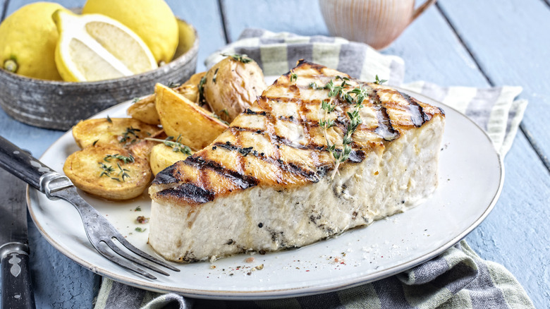 Swordfish on a plate