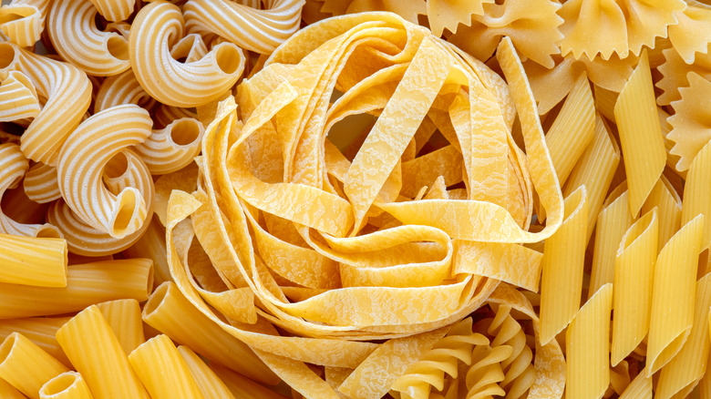 variety of raw pastas