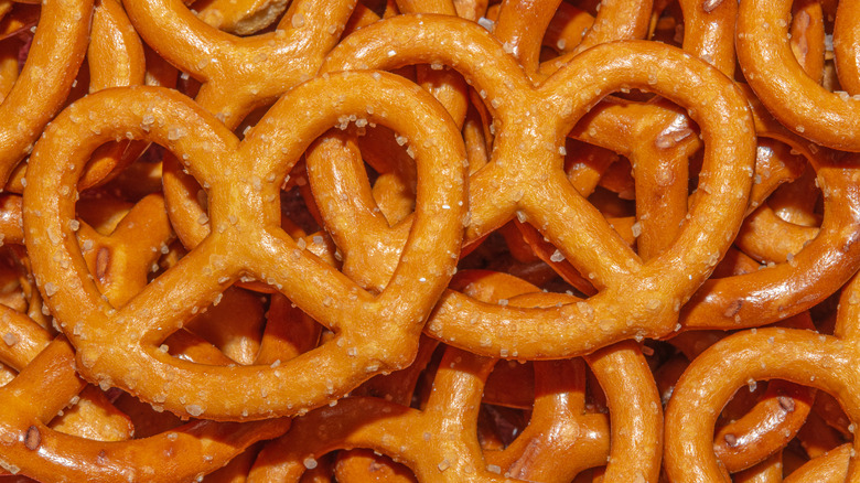 Overhead shot of a pile of pretzels