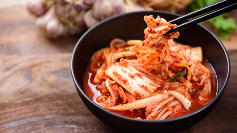 A bowl of kimchi