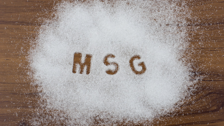 MSG written out in a spilled MSG crystals 