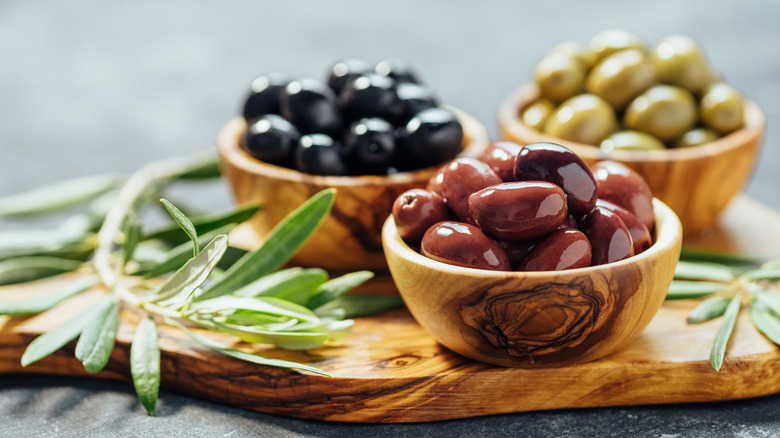 Olives in bowls