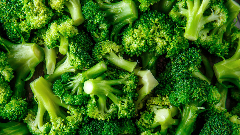 Pile of broccoli florets