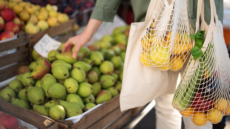 buying fruits and vegetables