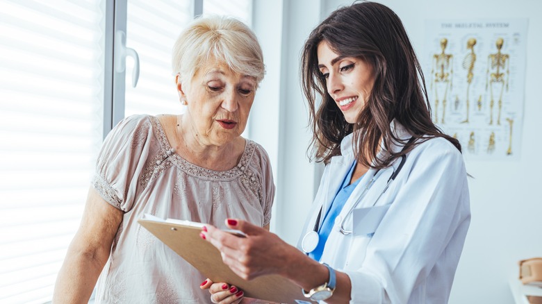 Woman talking to her doctor